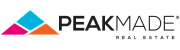 Vibrant and modern Peak Made Real Estate logo featuring bold geometric shapes in blue, pink, and orange.