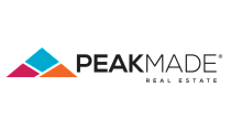 Colorful PeakMade Real Estate logo featuring a vibrant geometric mountain design.