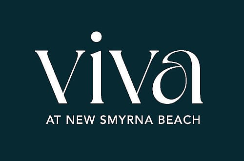 Elegant logo for Viva at New Smyrna Beach, featuring stylish typography on a dark background.