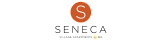 Chic logo for Seneca Village Apartments with a striking orange circle and elegant typography.