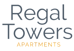 Elegant Regal Towers Apartments logo with modern typography in a sleek design.
