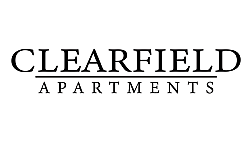Clearfield Apartments logo with elegant typography.