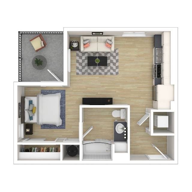 Studio S1 Studio Floor Plan | Apartments For Rent Everett WA | Helm