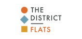 District Flats logo: A sleek and modern logo featuring the text 'District Flats' in bold, capitalized letters. The letters are black and placed on a white background, creating a clean and professional aesthetic.