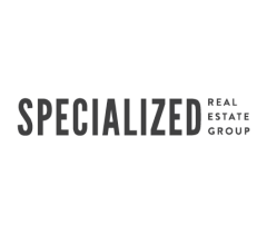 Logo for Specialized Real Estate Group, showcasing modern-style typography in black and white.