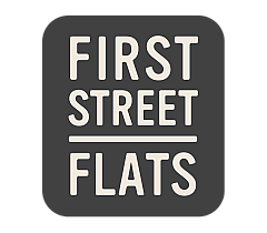 Chic logo of First Street Flats with modern typography, showcasing sophistication and style.