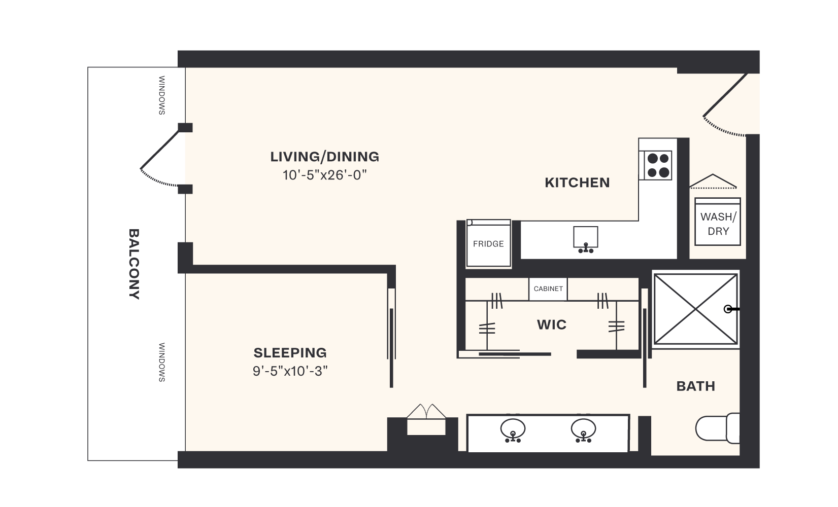 One Bedroom Apartments at Dallas Urby Bright and Airy M3B Apartments