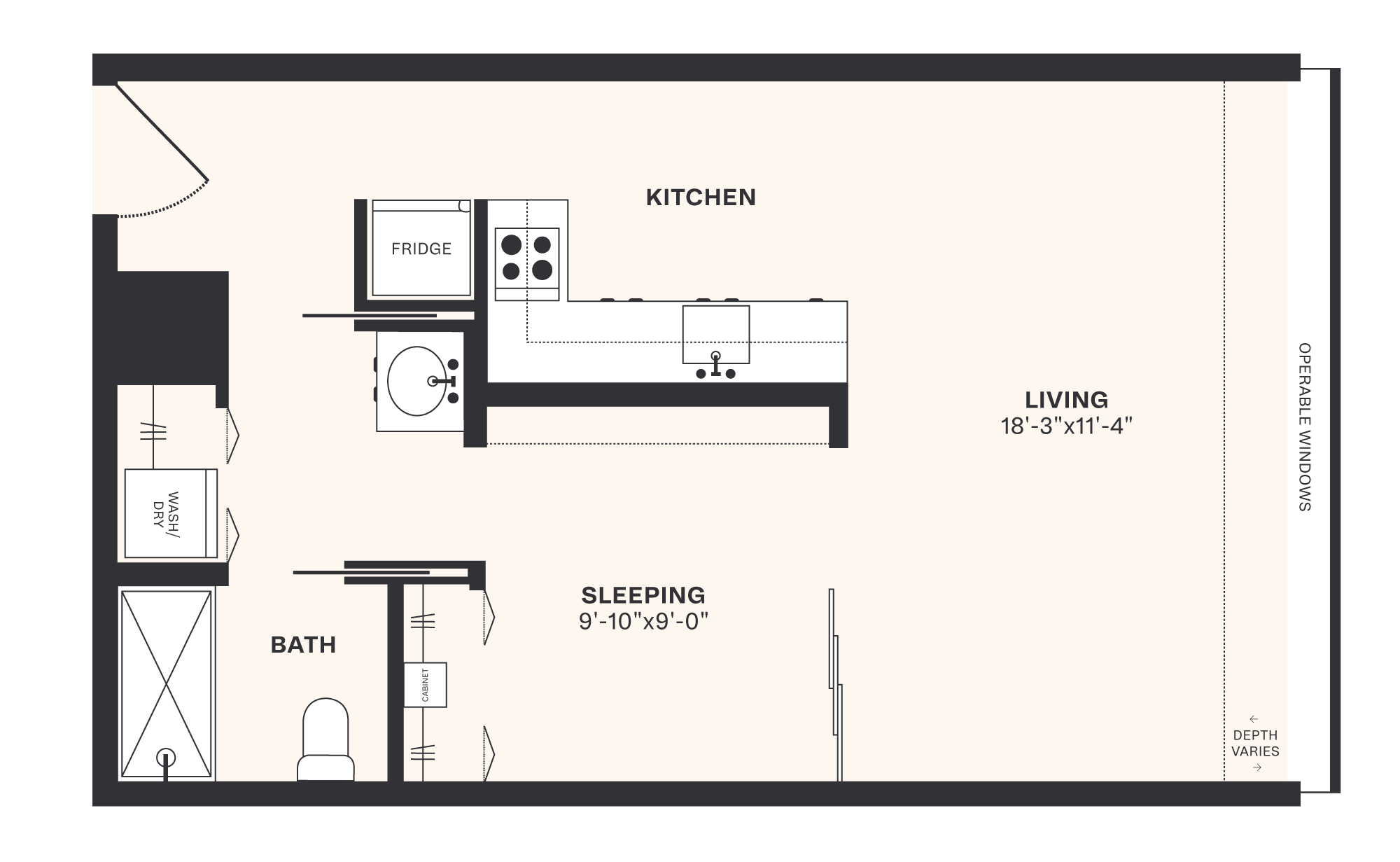 One Bedroom Apartments at Harrison Urby for Rent Sunny M1+ Unit