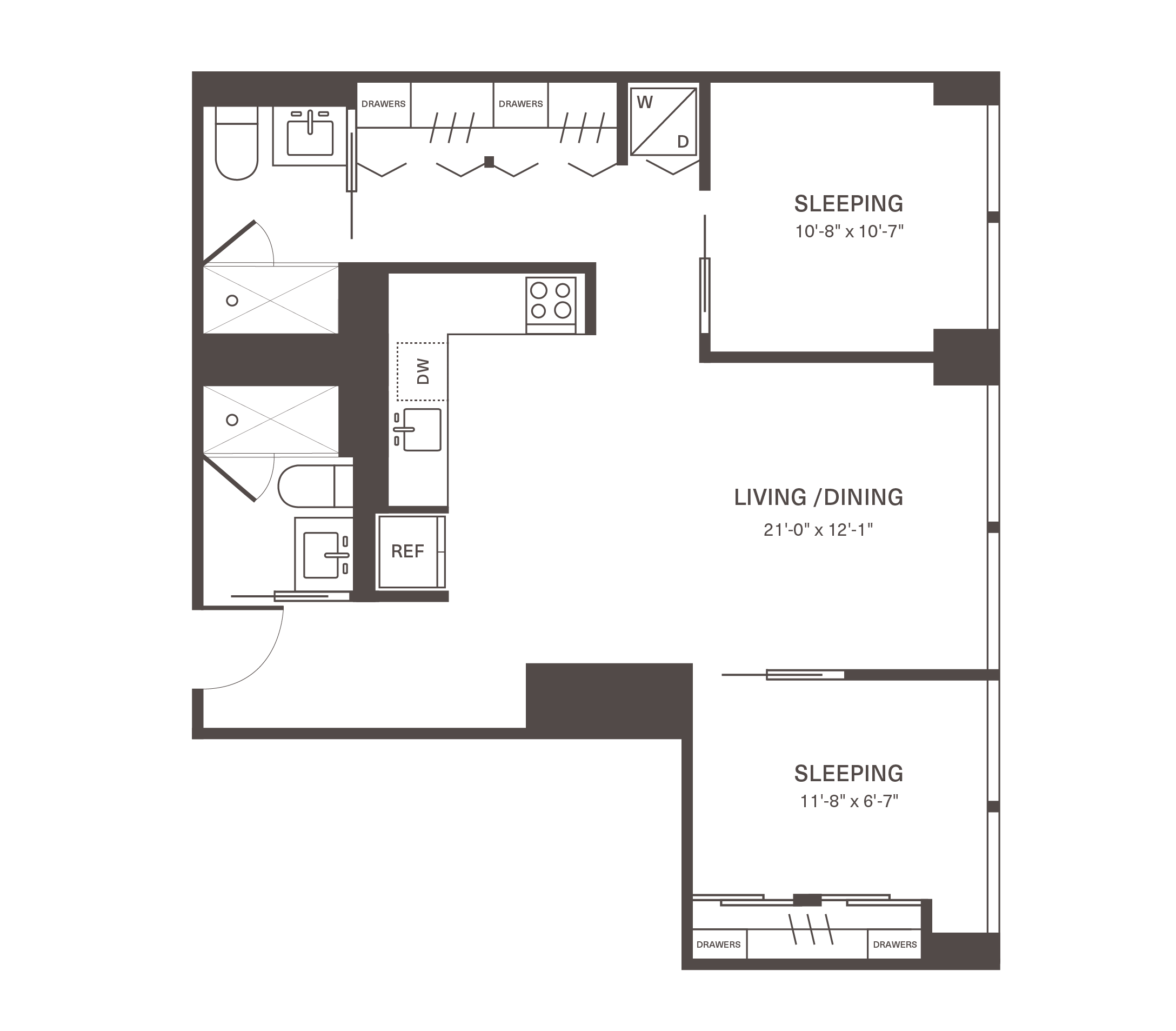 Two Bedroom Apartments at Journal Square Urby for Rent Sunny East Facing L3