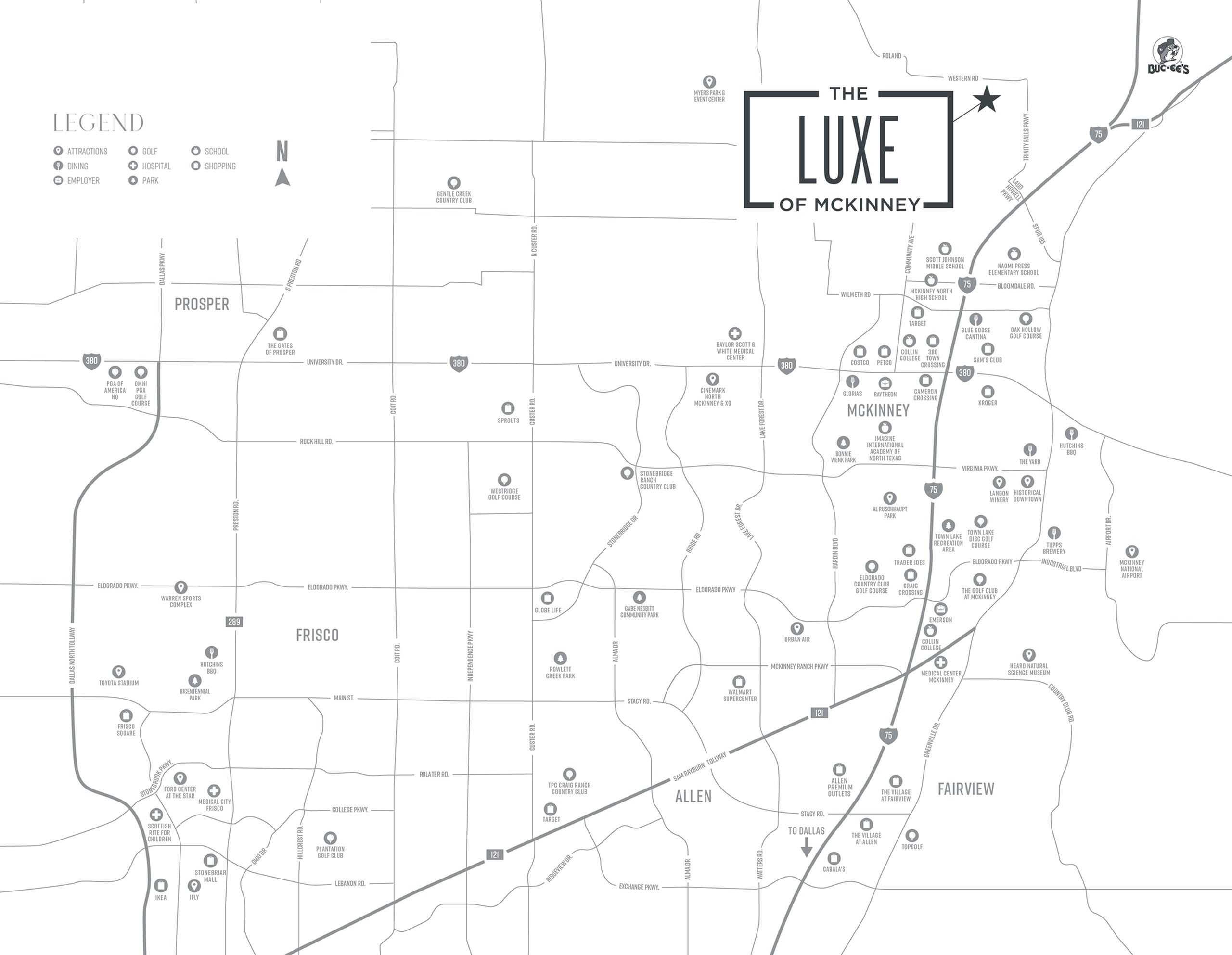 Luxe McKinney Area Map