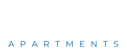 Chic logo of Woodland Apartments in elegant white and blue typography.