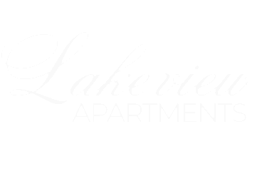 Elegant logo of Lakeview Apartments featuring stylish cursive script.