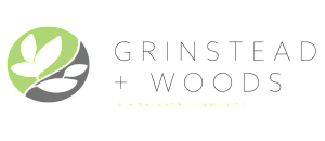 Grinstead + Woods logo featuring a modern green and gray circular design with leaf motifs.