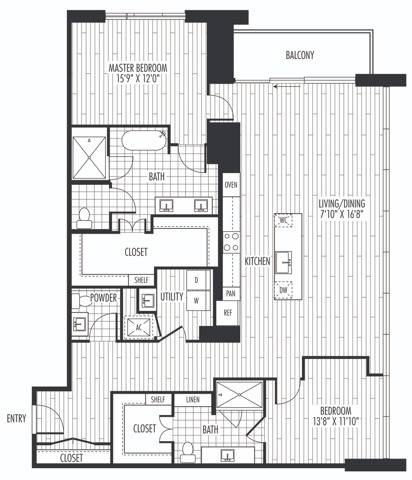 Floor plan layout diagram for PH1
