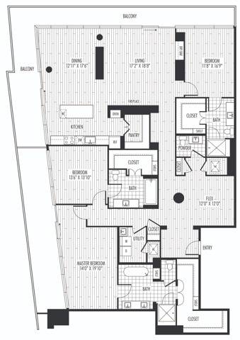 Floor plan layout diagram for PH4