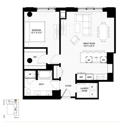 Floor plan layout diagram for PH1.1