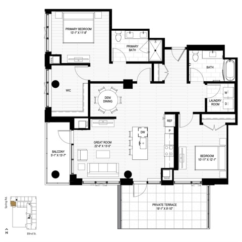 Floor plan layout diagram for A2+Den
