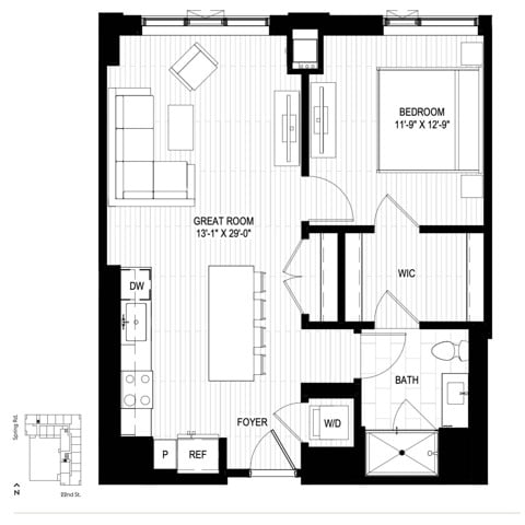 Floor plan layout diagram for E1