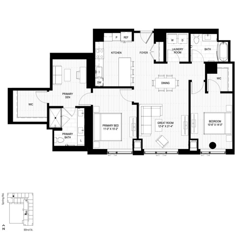 Floor plan layout diagram for G2+Den
