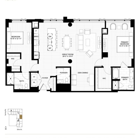 Floor plan layout diagram for PH2.5+Den
