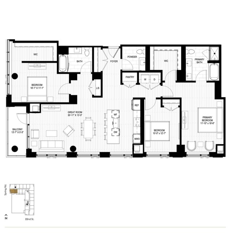 Floor plan layout diagram for PH3.1