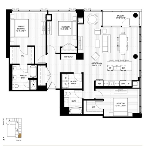 Floor plan layout diagram for PH3.2