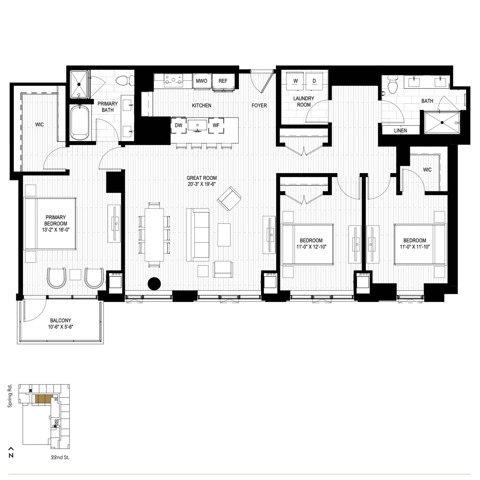 Floor plan layout diagram for PH3.3