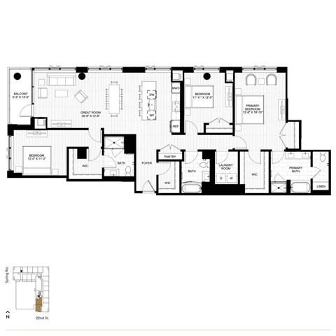 Floor plan layout diagram for PH3.4