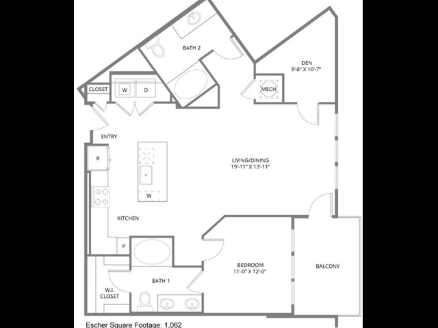 Floor plan layout diagram for Escher
