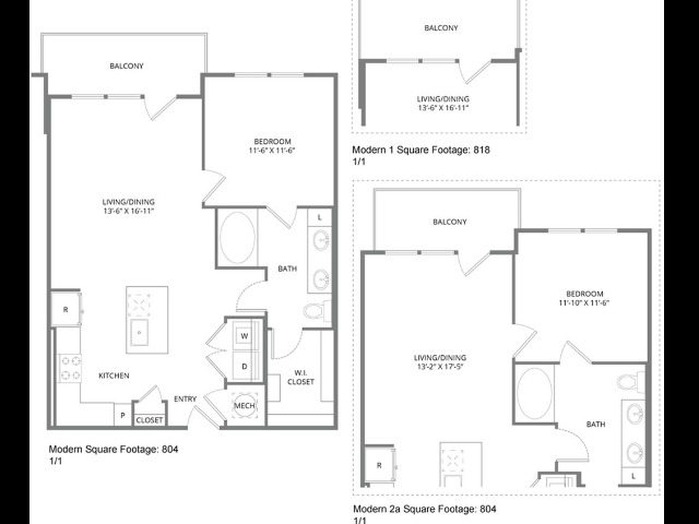 Floor plan layout diagram for Modern 1