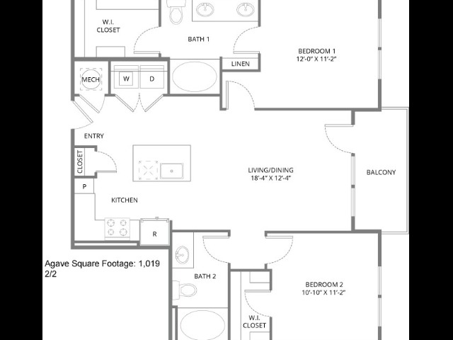 Floor plan layout diagram for Agave