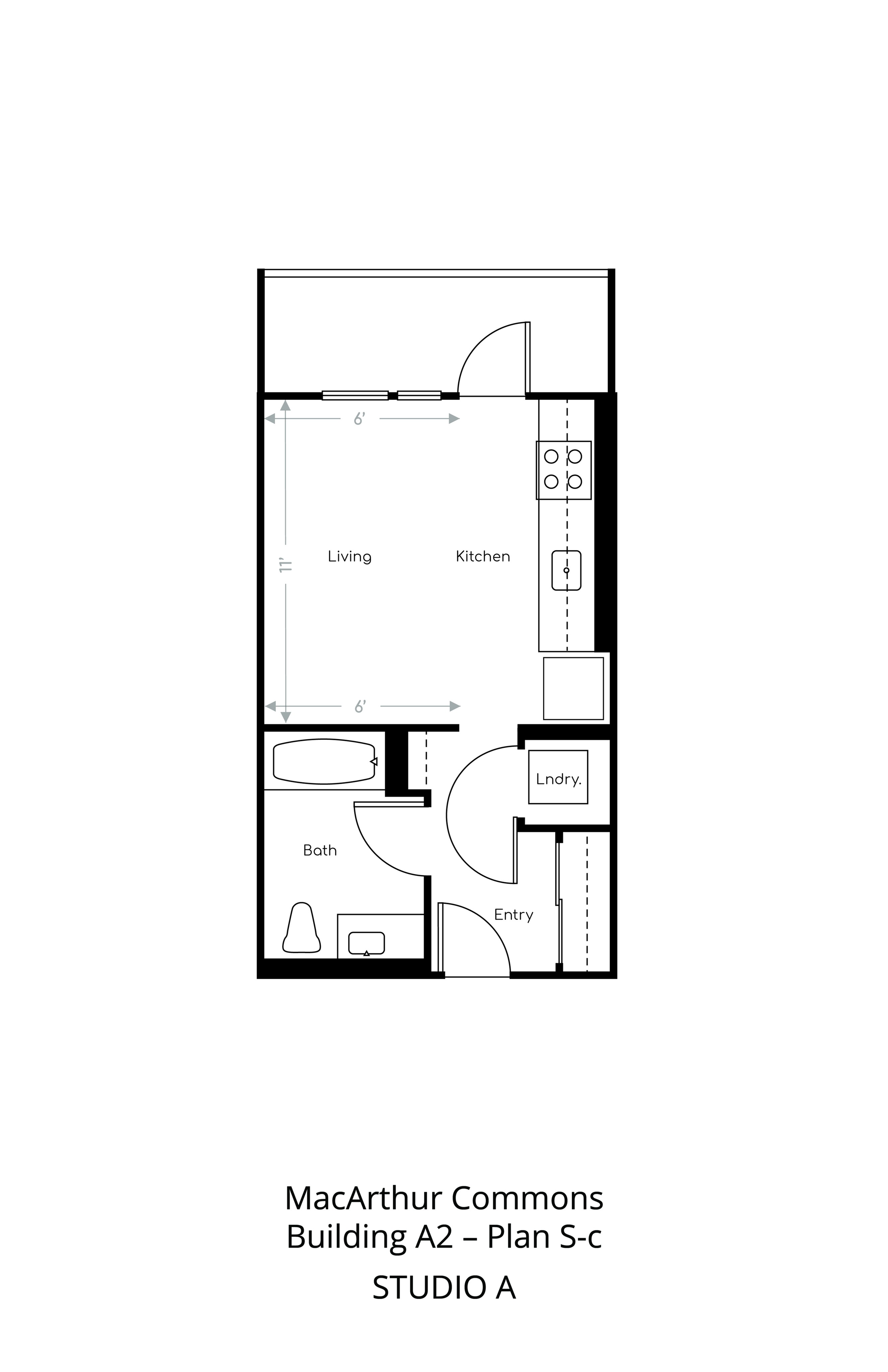 Floor plan layout diagram for Studio A