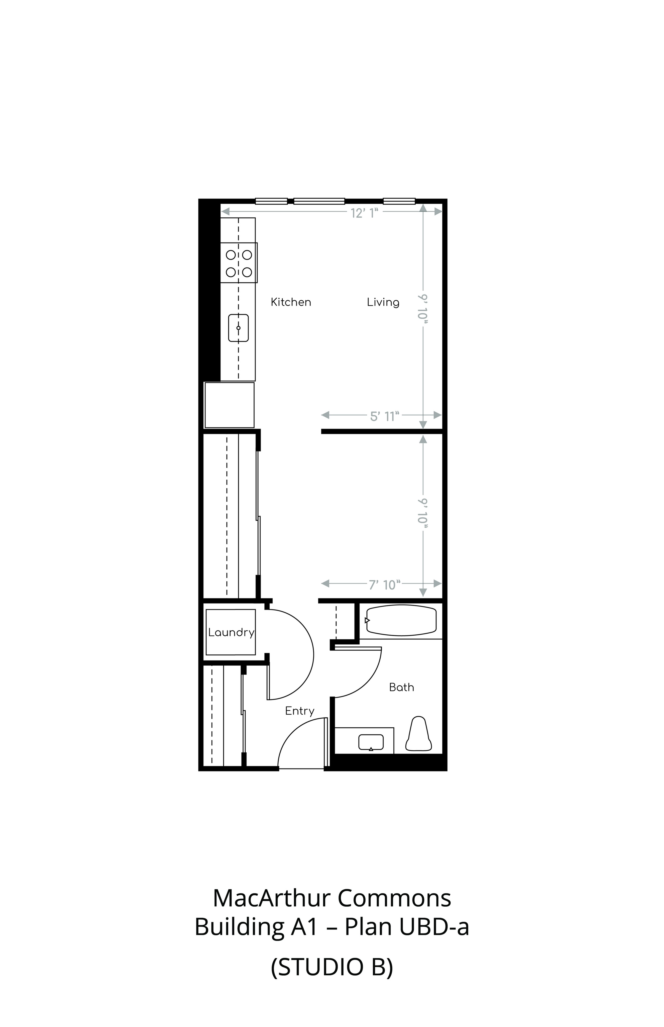 Floor plan layout diagram for Studio B