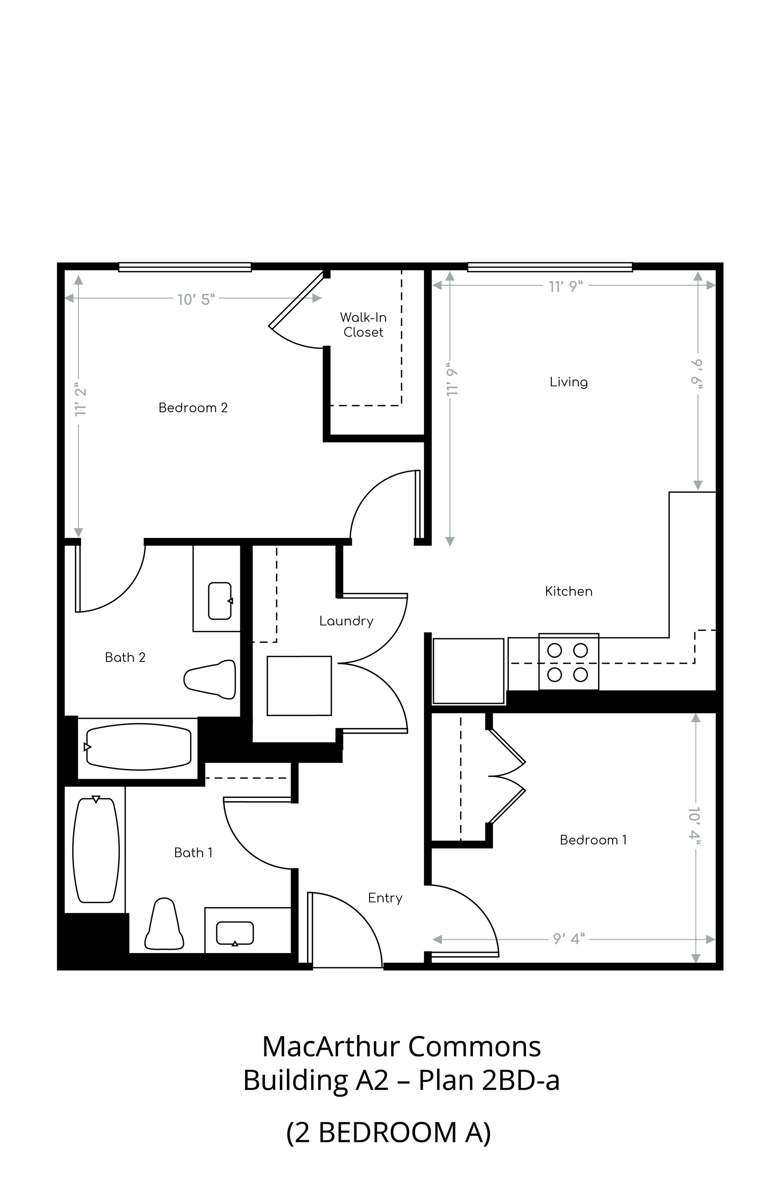 Floor plan layout diagram for 2 Bedroom A