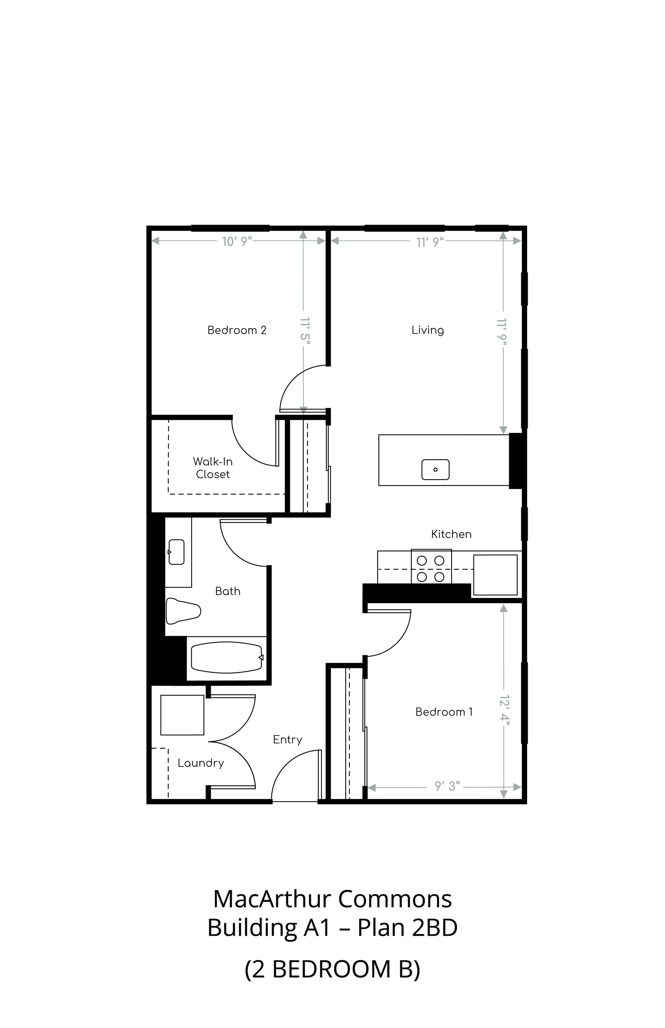 Floor plan layout diagram for 2 Bedroom B