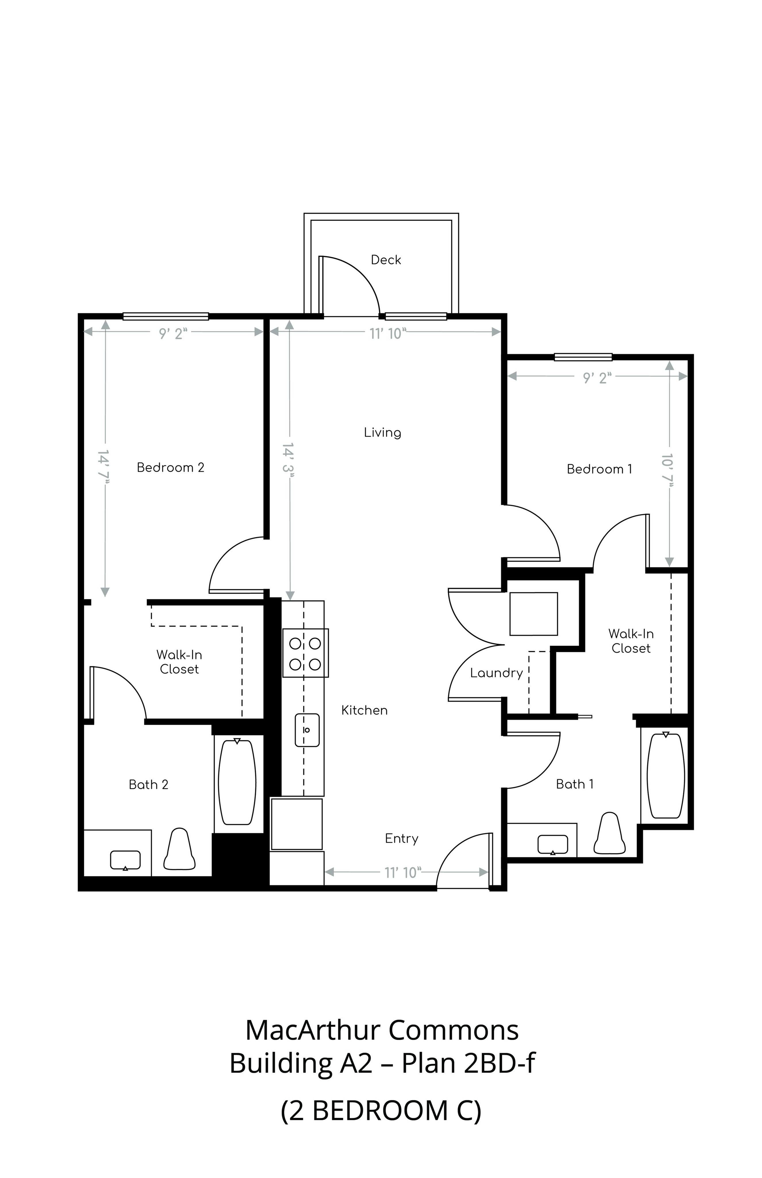 Floor plan layout diagram for 2 Bedroom C