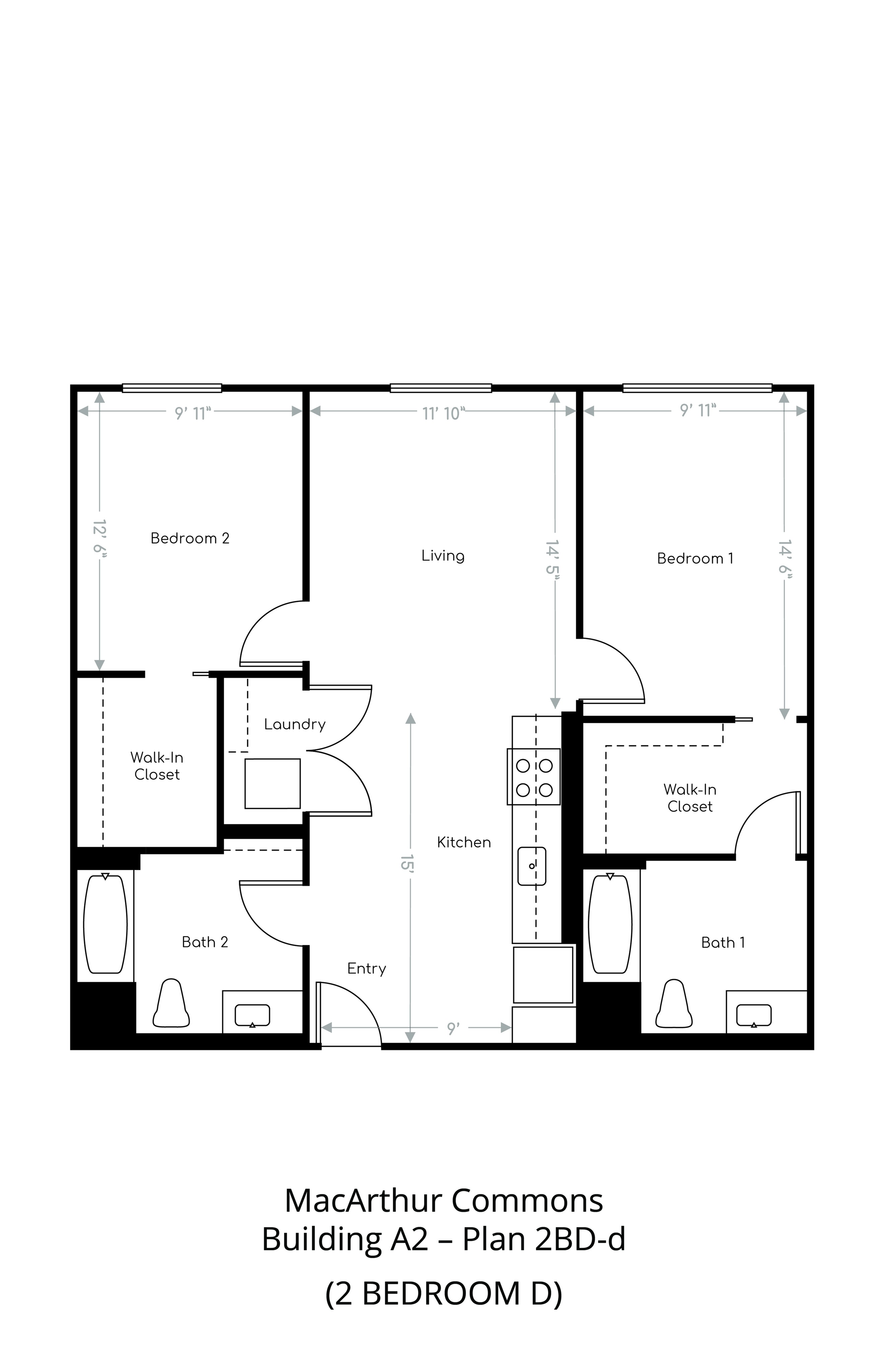 Floor plan layout diagram for 2 Bedroom D