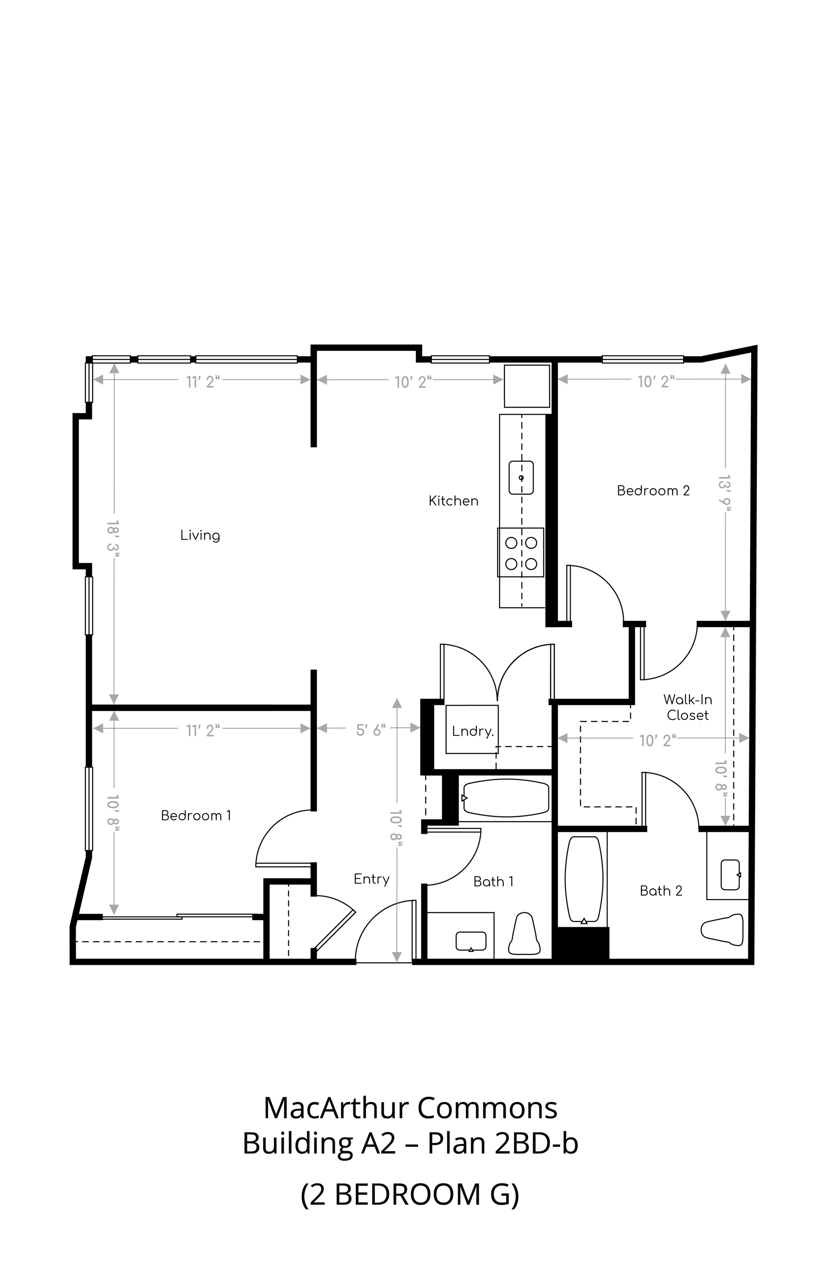 Floor plan layout diagram for 2 Bedroom G