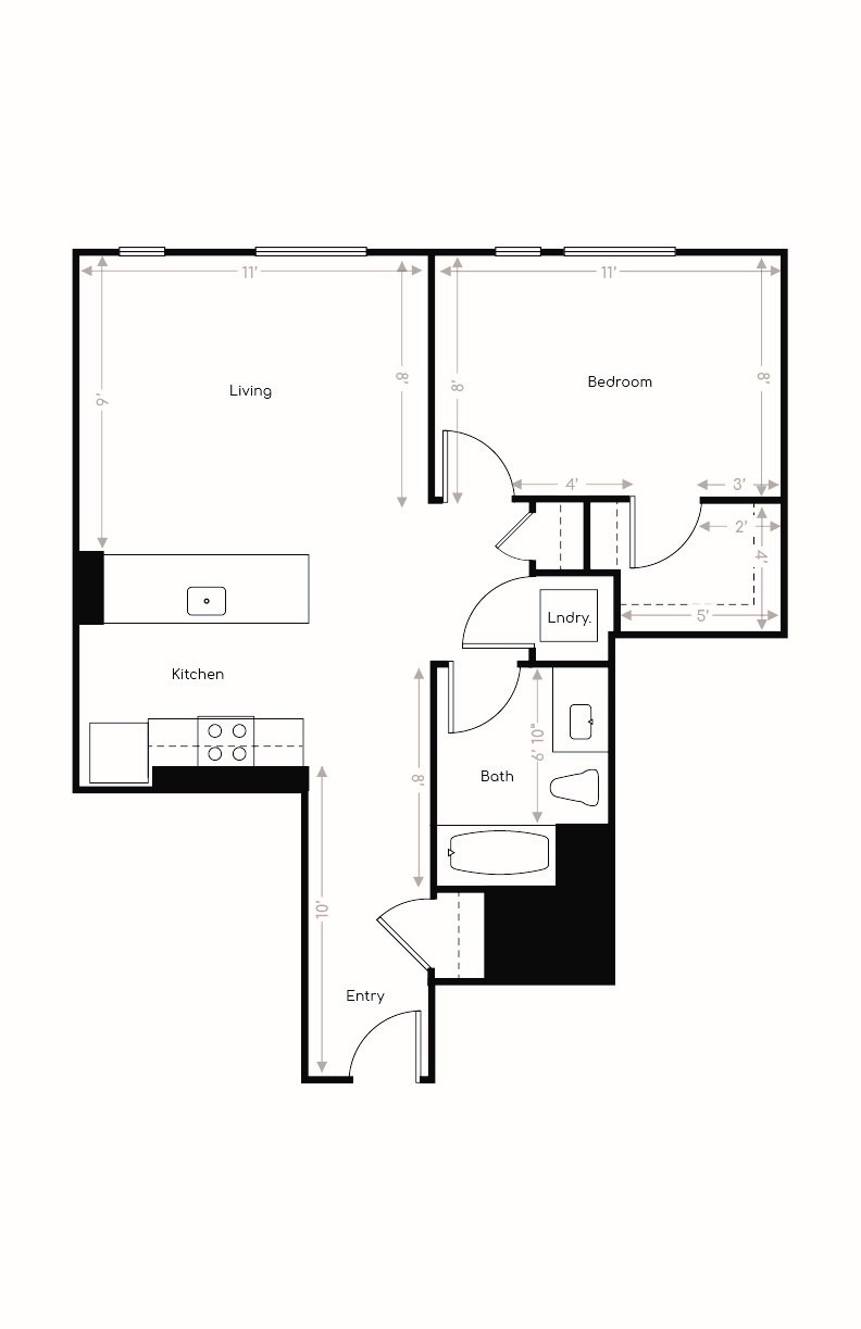 Floor plan layout diagram for 1 Bedroom I