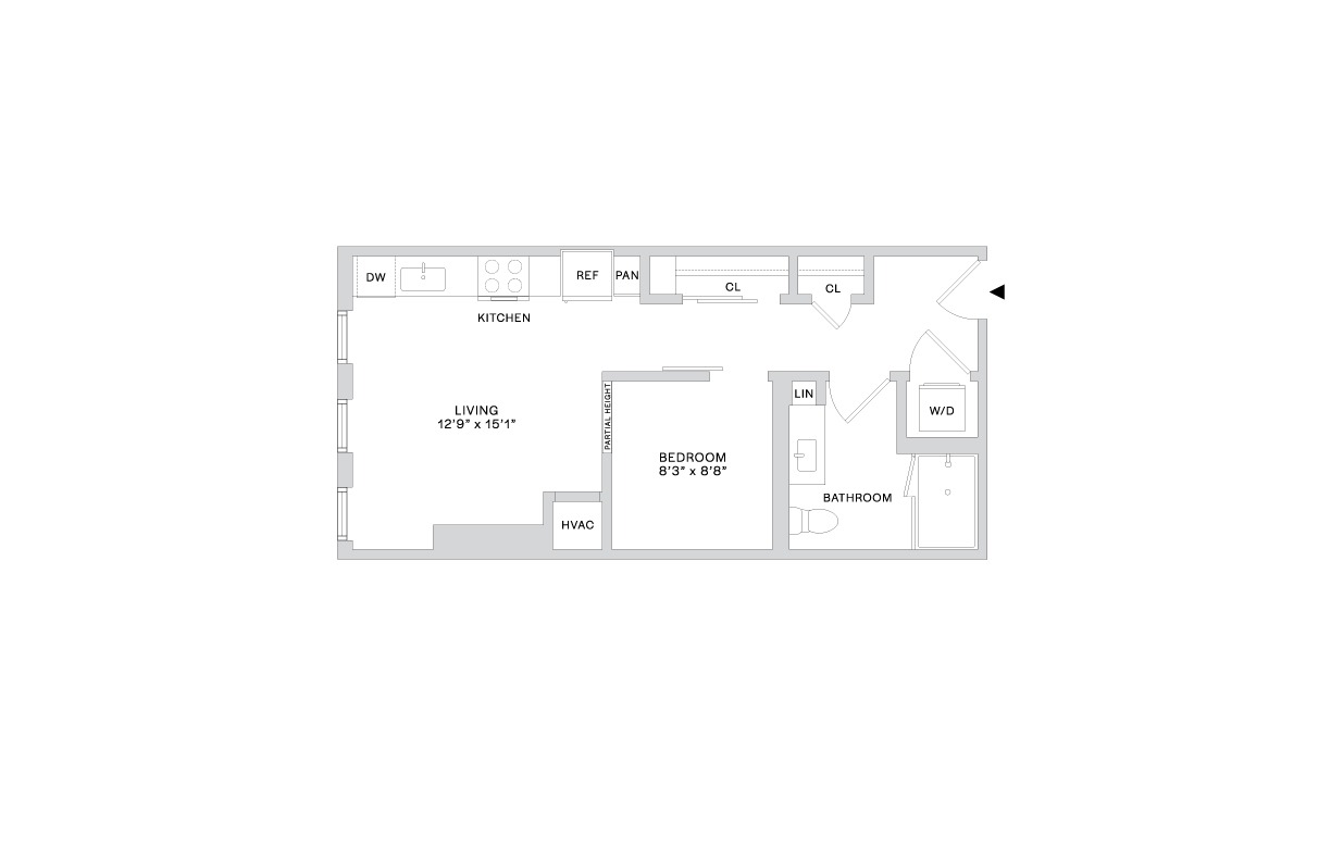 Floor plan layout diagram for A1.1 (1x1)