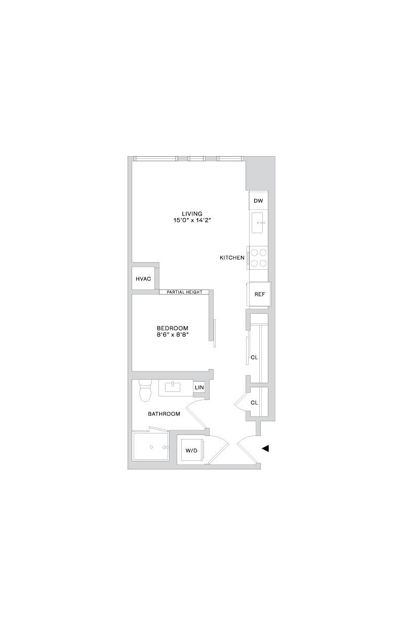 Floor plan layout diagram for A2.1 (1x1)