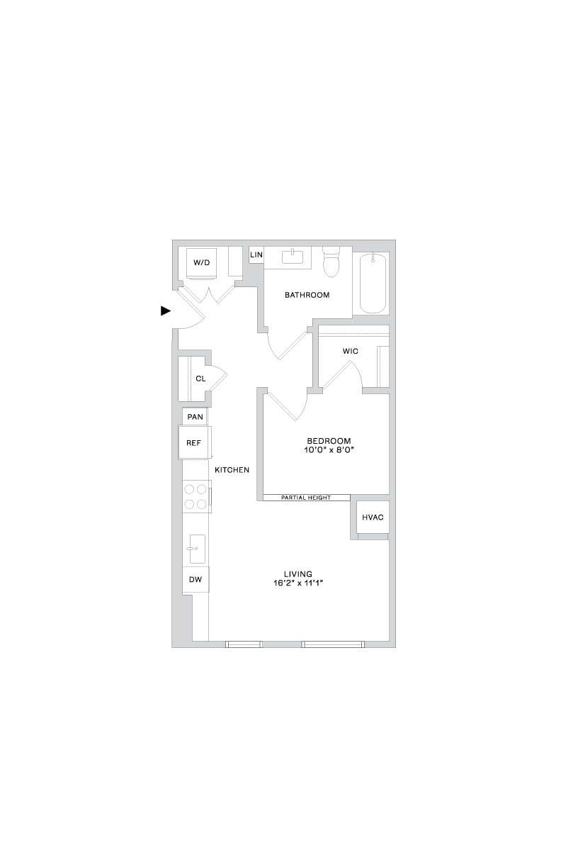 Floor plan layout diagram for A3.1 (1x1)