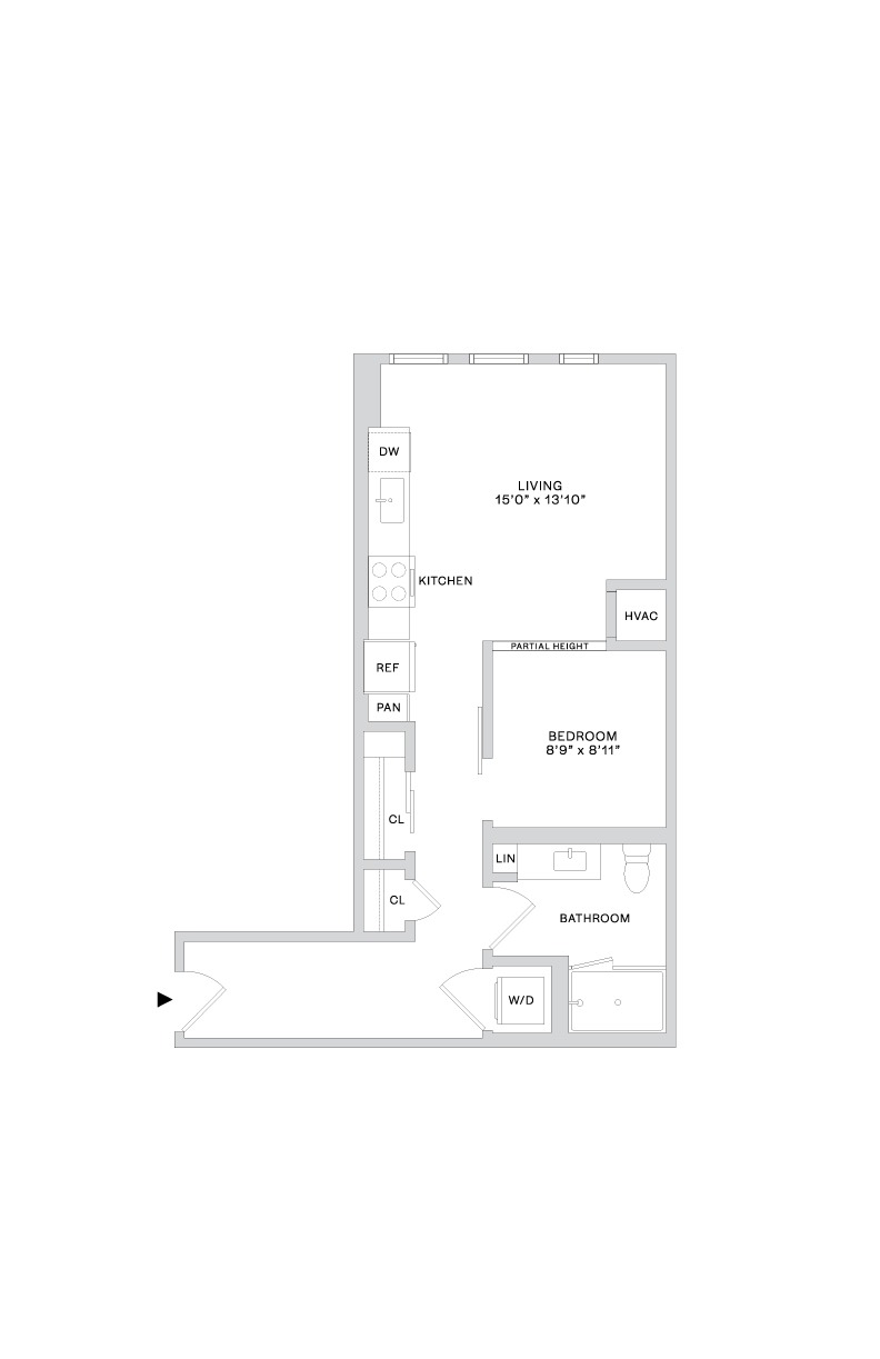 Floor plan layout diagram for A4.1 (1x1)