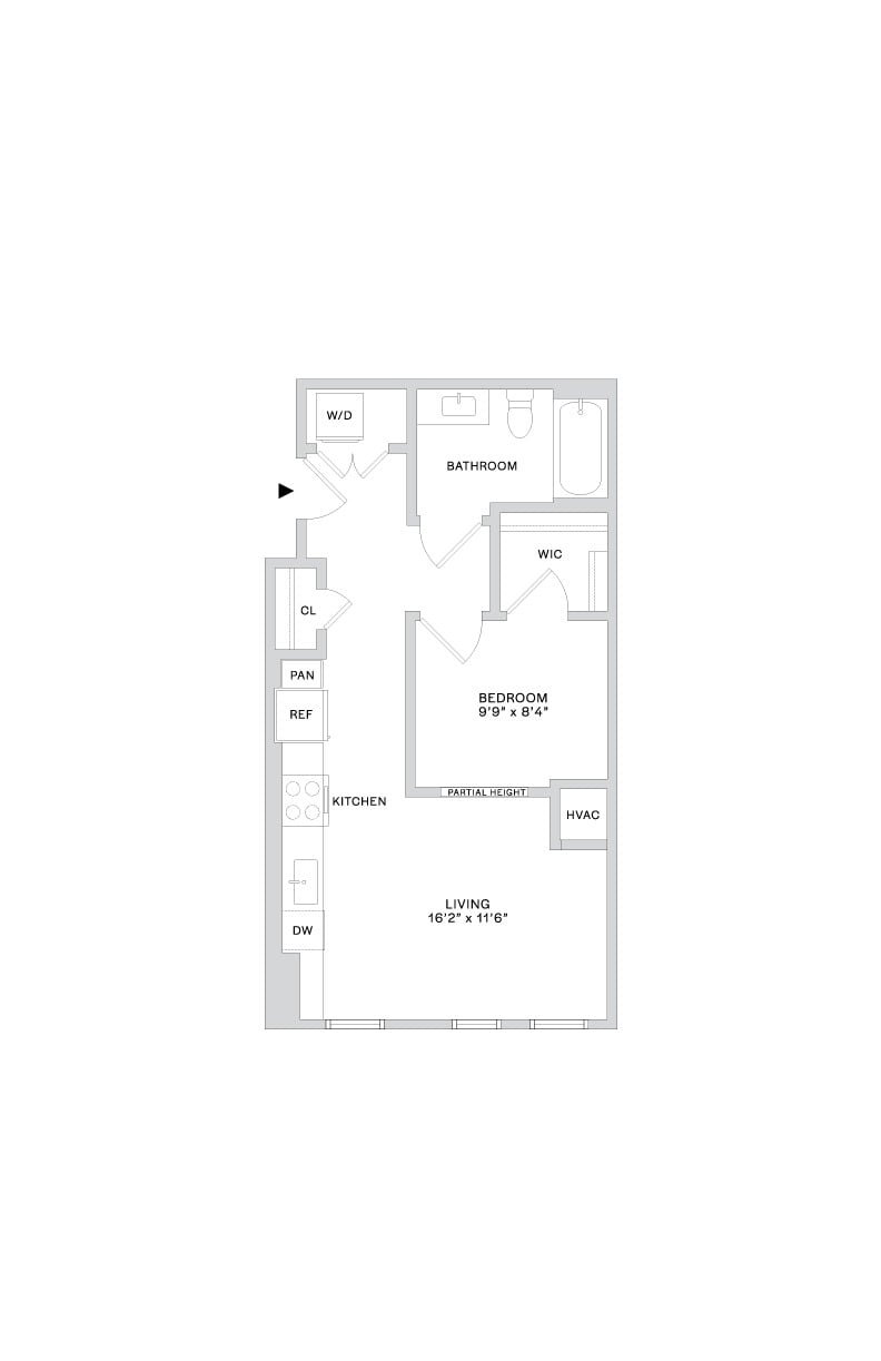 Floor plan layout diagram for A3.2 (1x1)
