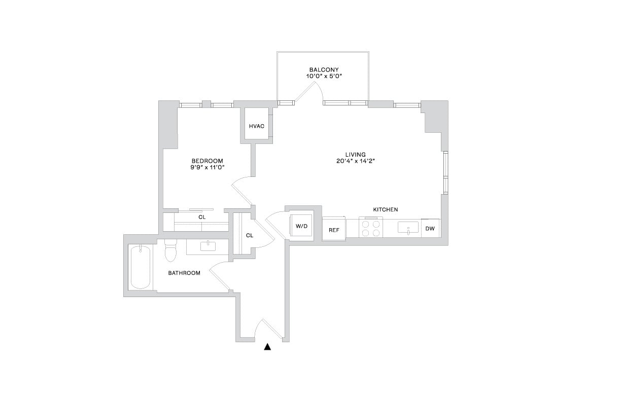 Floor plan layout diagram for B10 (1x1)