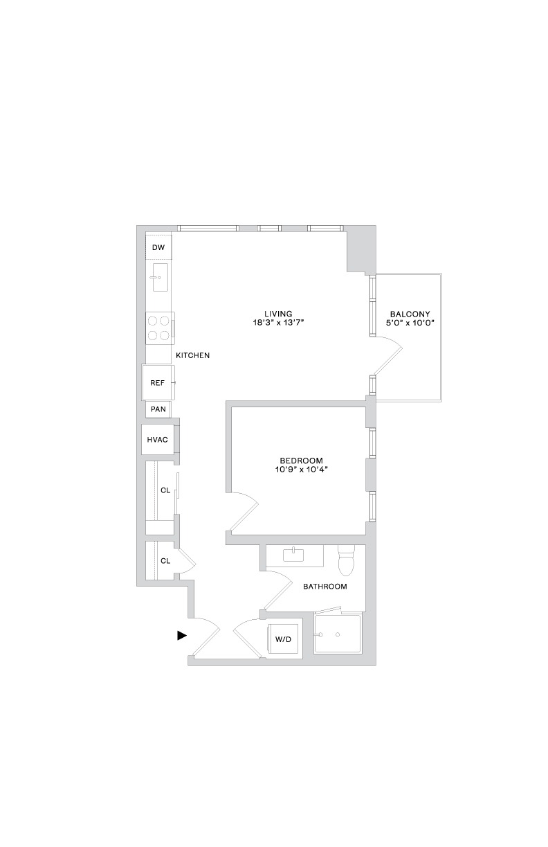 Floor plan layout diagram for B1.1 (1x1)