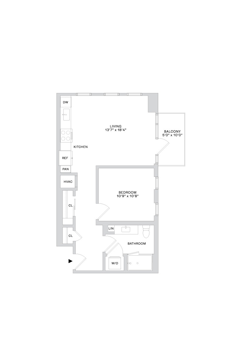 Floor plan layout diagram for B1.2 (1x1)