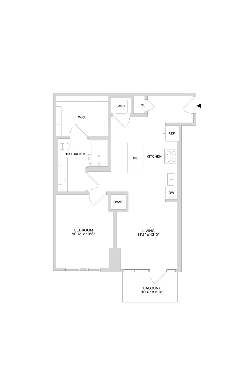 Floor plan layout diagram for B6.1 (1x1)