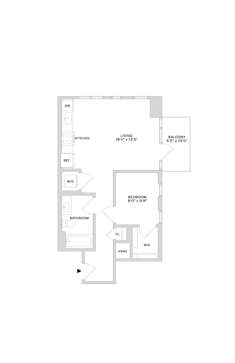Floor plan layout diagram for B8 (1x1)