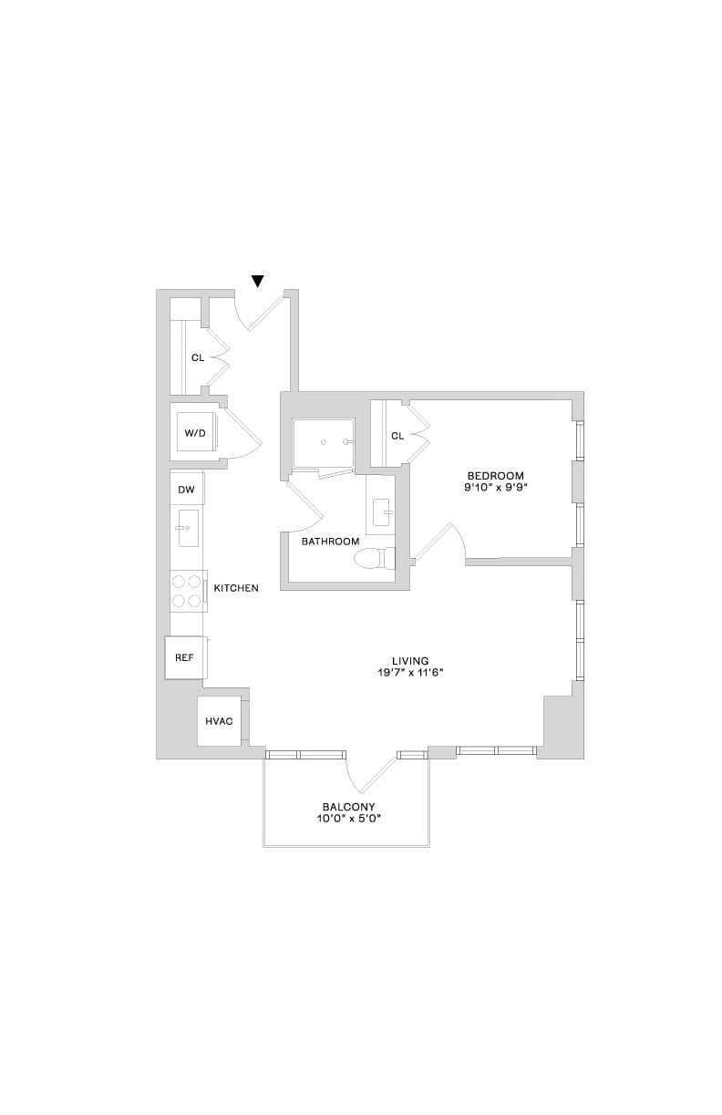 Floor plan layout diagram for B9 (1x1)